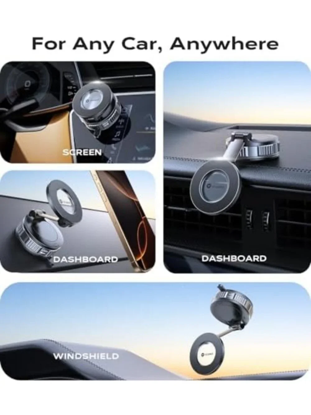Strong Suction Car Phone Holder for MagSafe - 85 lbs Capacity, Secure Mounting